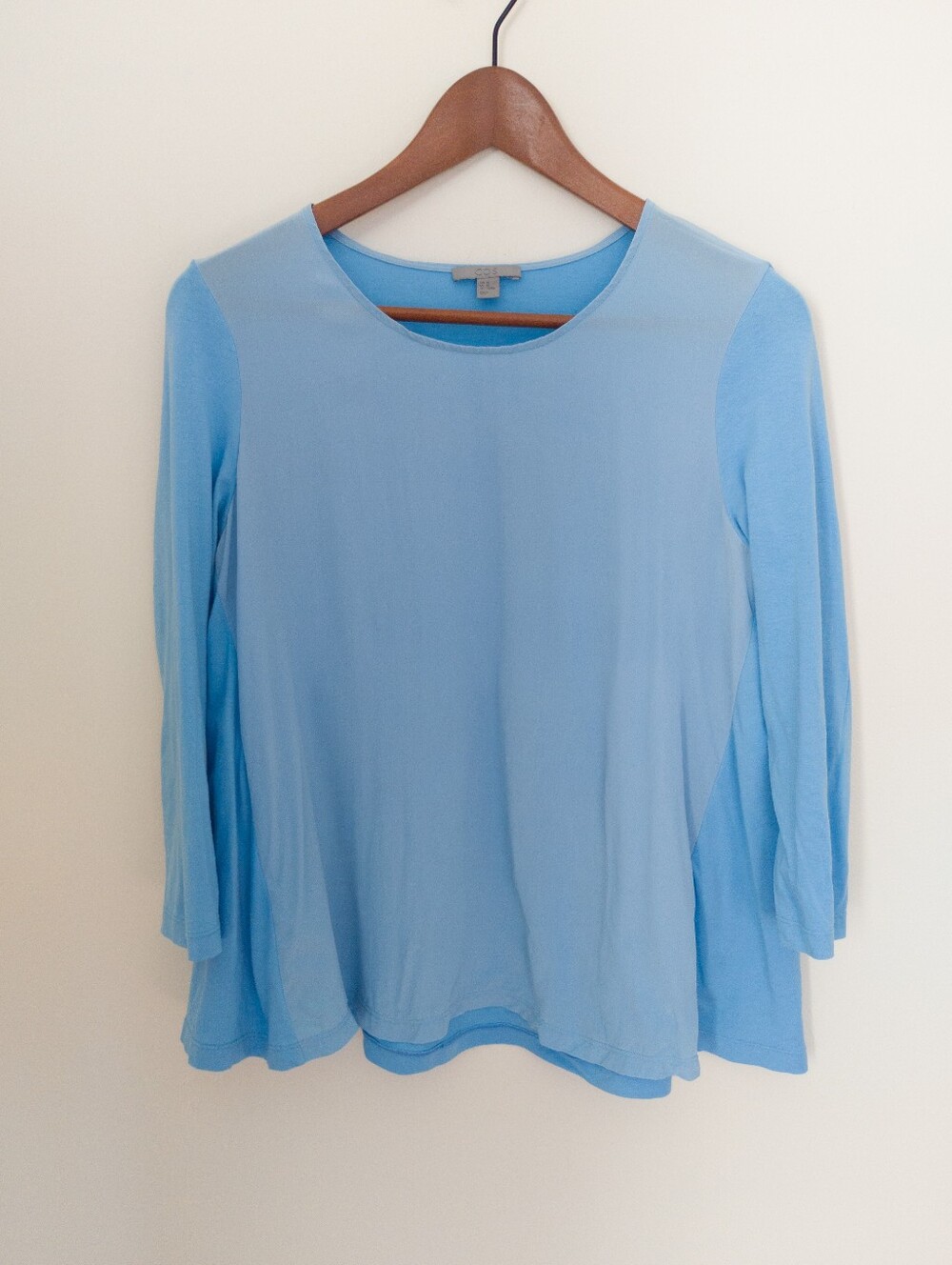COS Light Blue Silk Front Mixed Media A Line Top Size XS Minimalist